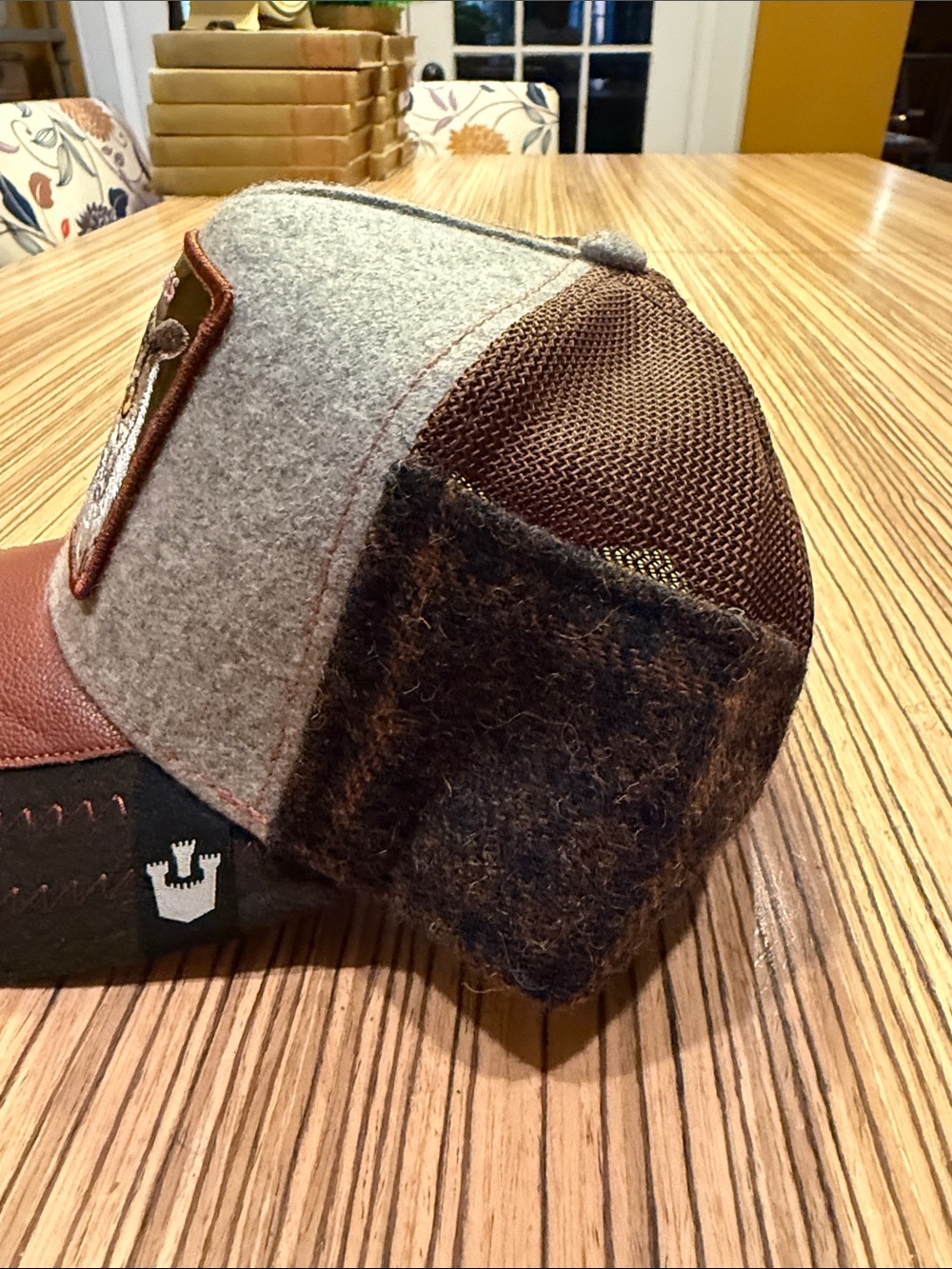 Wise Ass Owl Patch Trucker Hat - Brown & Gray - Picture 2 of 5